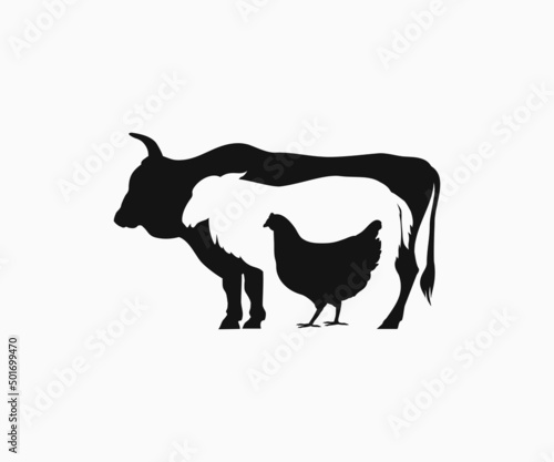 Cow, Lamb, Chicken Vector. Animal stencil, Farm animals. Stacked Cow, Lamb, Chicken Vector.