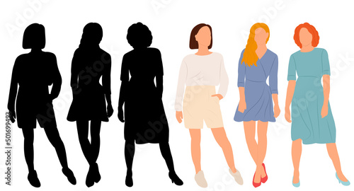 women flat design   isolated on white background  vector