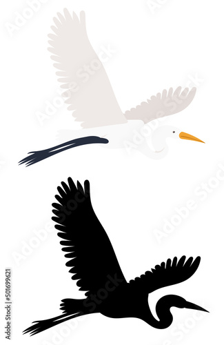 crane  heron flat design  isolated on white background  vector