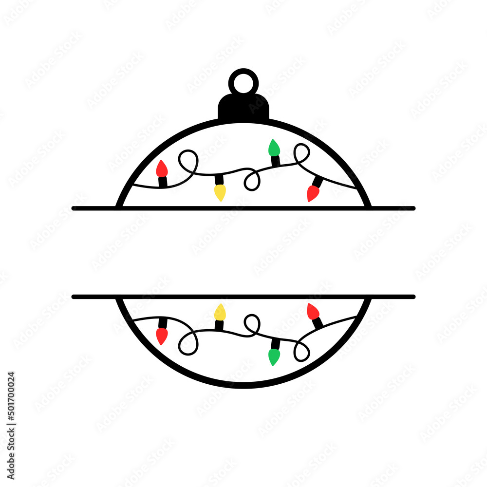 Obraz premium New Year and Christmas blank for text in the form of Christmas ball and New Year's lights. Vector illustration EPS 10
