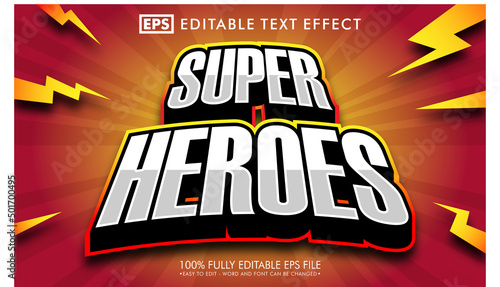Super heroes editable text effect photo