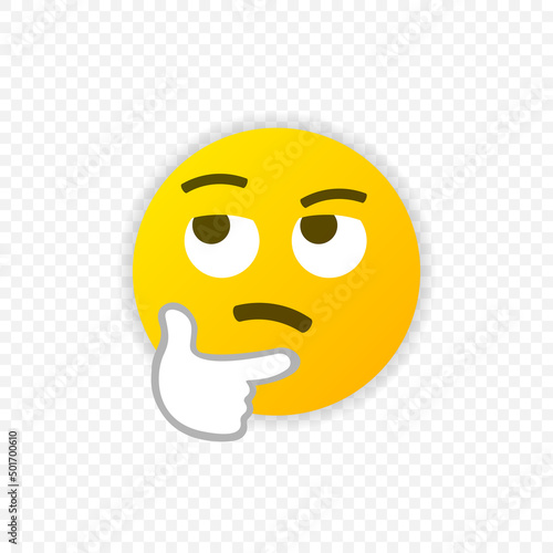 Pensive or thinking emoji icon isolated. Thinking emoticon symbol. Vector illustration EPS 10