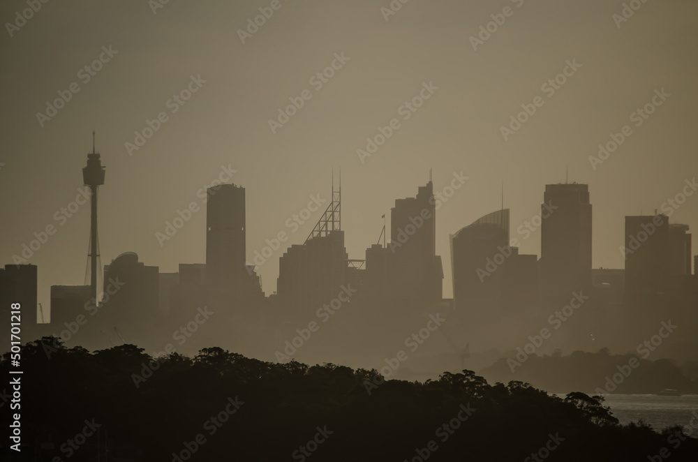 Silhouette photography of Sydney Cityscape view at sunset time.