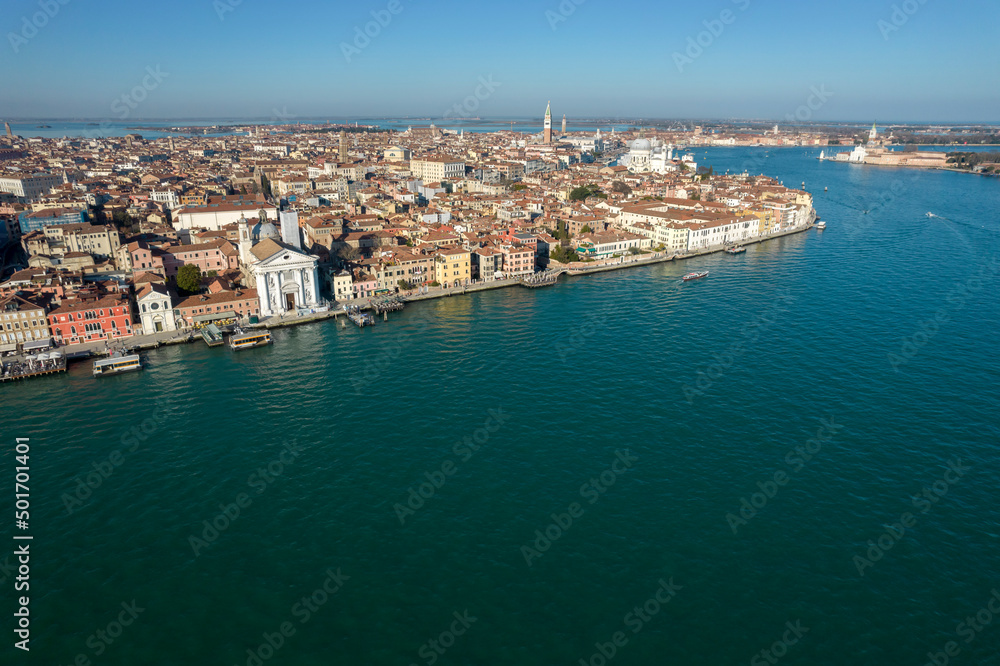 Aerial view of Dorsoduro and Canale della Giudecca, Venice, Veneto, Italy, Europe. Aerial view of Dorsoduro and Canale della Giudecca, Venice, Veneto, Italy, Europe.