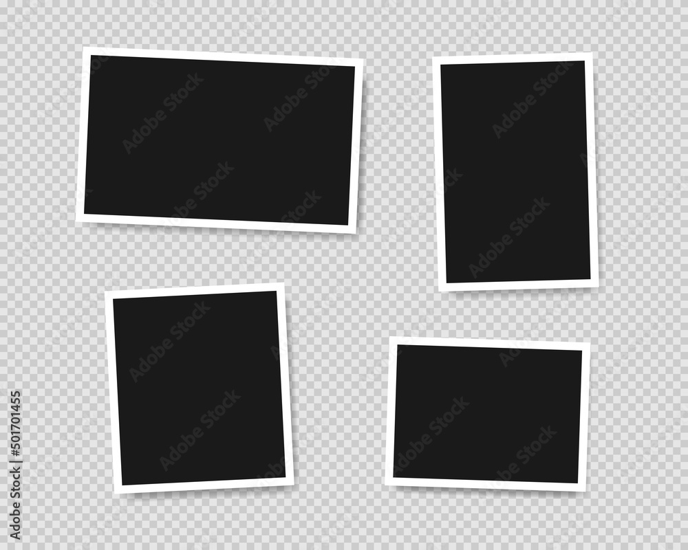 Set of template photo frames with shadow on transparent background. Vector illustration EPS 10 Set of template photo frames with shadow on transparent background. Vector illustration EPS 10