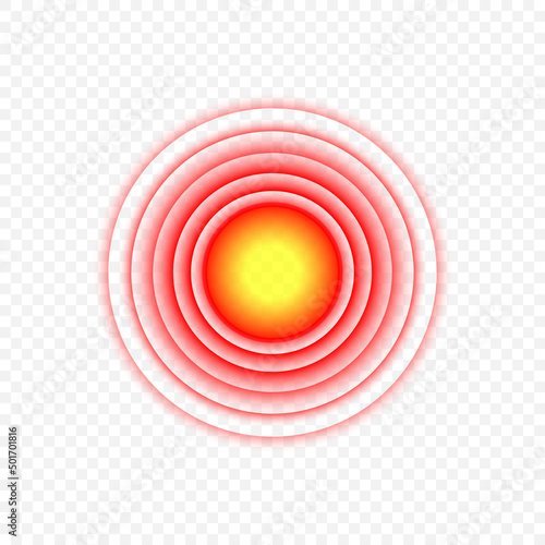 Pain symbol. Pain circle red icon for medical painkiller drug medicine. Vector EPS 10