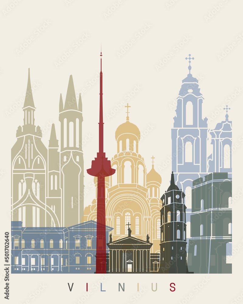 Vilnius skyline poster