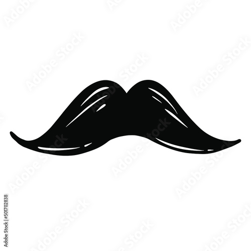 Mustache icon father's day doodle hand drawn in scribble black and white vector clipart. Bullet journal facial hair barber shop illustration