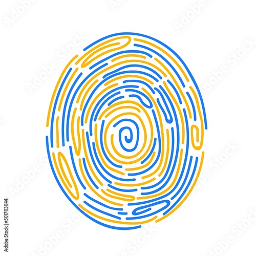 Ukrainian blue and yellow colored fingerprint