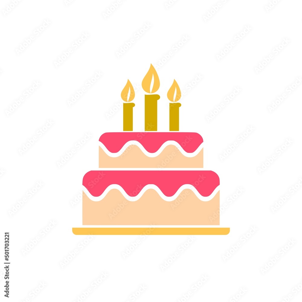 Birthday party cake icon isolated on white Birthday party cake icon isolated on white