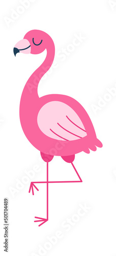 Cute flamingo Childish Cartoon Animal. Vector illustration