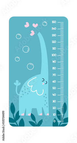 Childish Meter with Elephant Cartoon Animal. Vector illustration