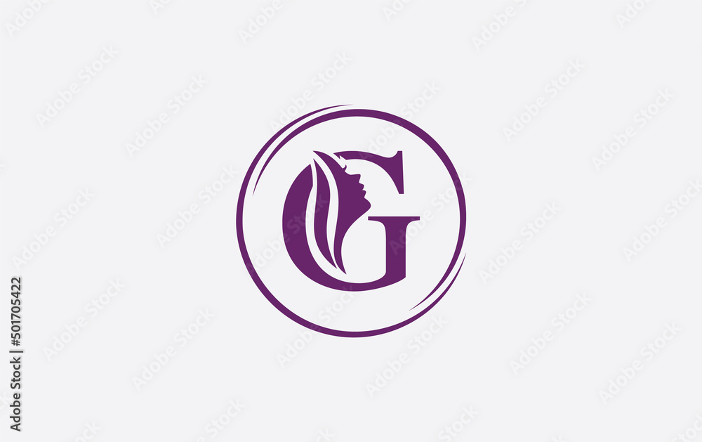 Purple beauty spa and hair logo and symbol design with the letter and alphabet G Purple beauty spa and hair logo and symbol design with the letter and alphabet G