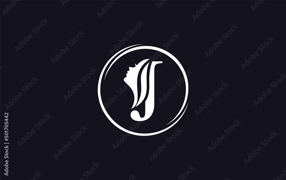 Obraz premium Purple beauty spa and hair logo and symbol design with the letter and alphabet J