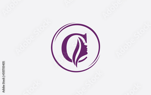 Purple beauty spa and hair logo and symbol design with the letter and alphabet C