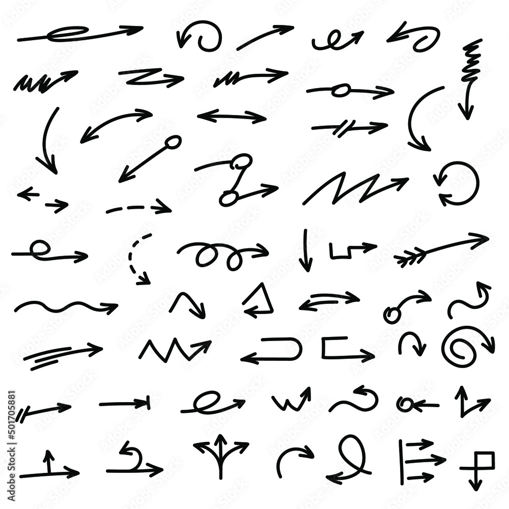 Vector big set of hand drawn arrows. Vector big set of hand drawn arrows.