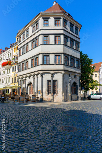 Fototapeta Naklejka Na Ścianę i Meble -  Renaissance building of Urban Weight at Lower Market Square, Untermarkt, Goerlitz, Germany