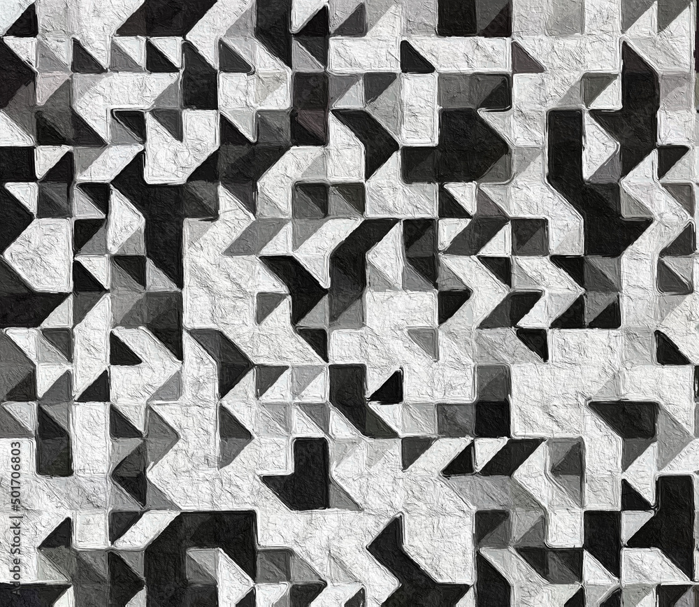 Fototapeta Black and white Geometric pattern with a rough texture background. Background texture wall and have copy space for text. Picture for creative wallpaper or design art work.