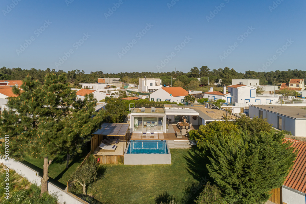 Modern villa with pool and deck with interior Modern villa with pool and deck with interior