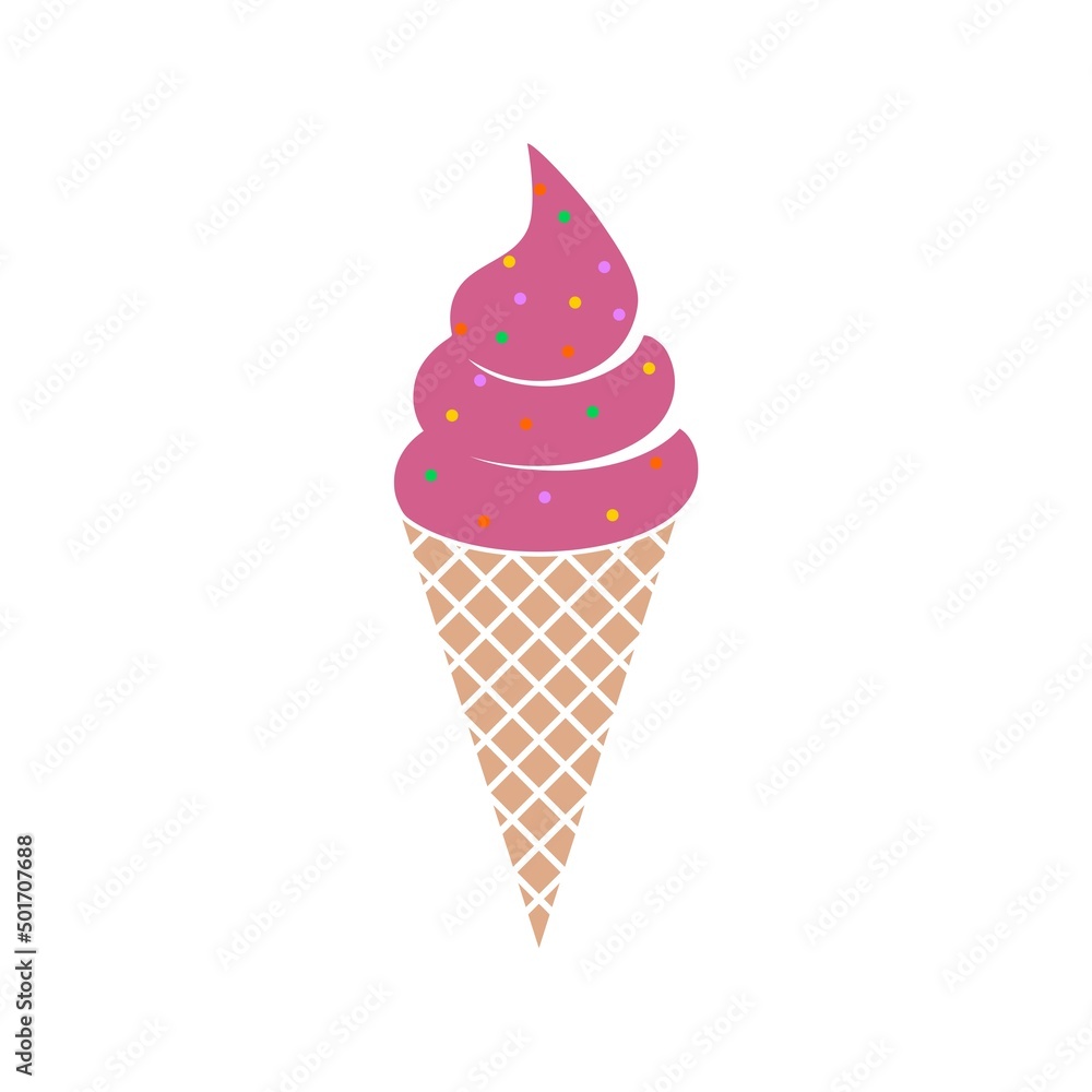 Color waffle ice cream icon isolated on white