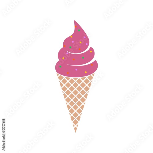 Color waffle ice cream icon isolated on white