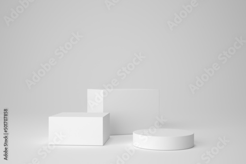 Background 3d render scene with podium, minimal product display mock up scene and geometric shape object. 3d render