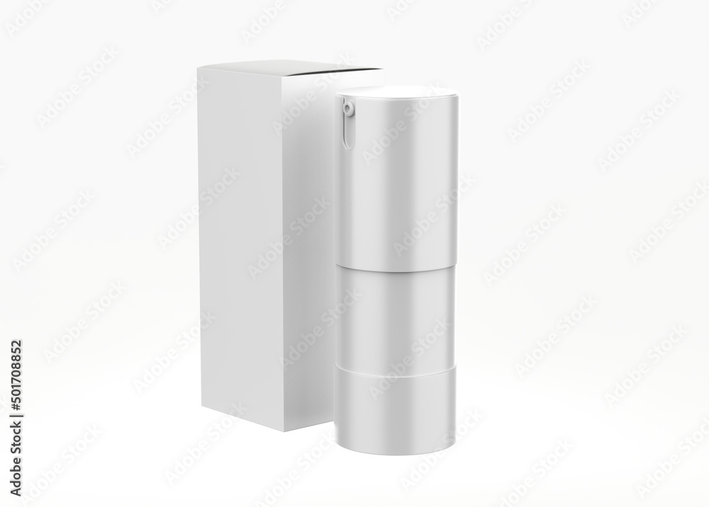 15ml Frosted Glass Airless Bottle Mockup isolated on white background. 3d illustration 15ml Frosted Glass Airless Bottle Mockup isolated on white background. 3d illustration