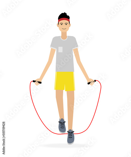 Man jumping rope. Illustration isolated on a white background