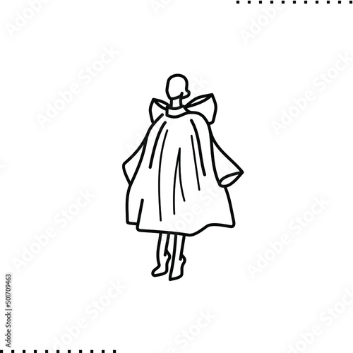 oversize fashion, trend look dress, vector isolated on white