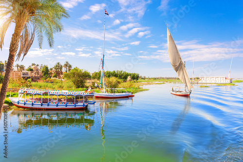 Obraz na płótnie Picturesque banks of the Nile near Luxor city, Egypt w salonie