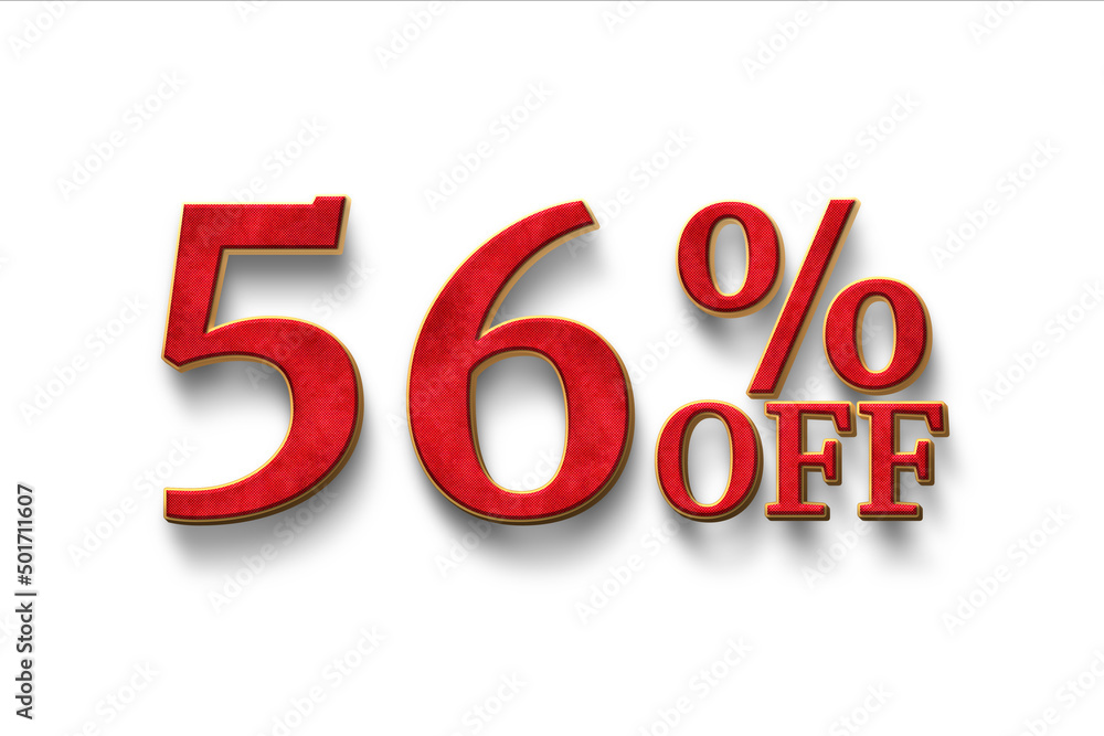 Discount 56 percent off. 3D illustration on white background. Discount 56 percent off. 3D illustration on white background.