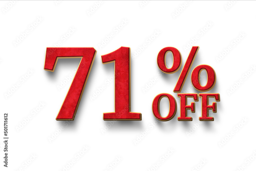 Discount 71 percent off. 3D illustration on white background. Discount 71 percent off. 3D illustration on white background.