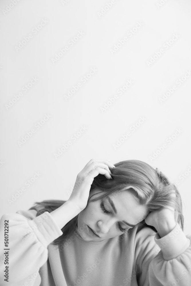 Sensual art portrait of model on white background Sensual art portrait of model on white background