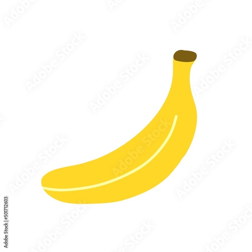 Vector illustration of banana in doodle free hands style. Summer fruit healthy food diet vitamins concept