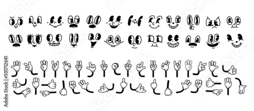 Vászonkép Vintage cartoon hands in gloves and feet in shoes