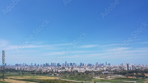 defaultTel Aviv City Panorama Aerial view in summer Drone view over tel aviv cityscape with skyscrapers, 2022 