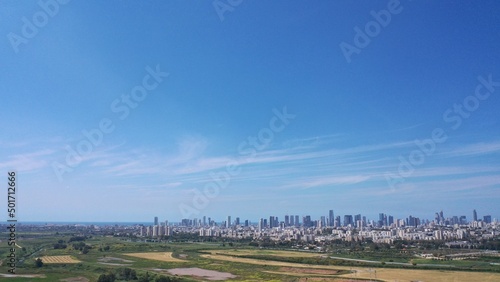 defaultTel Aviv City Panorama Aerial view in summer Drone view over tel aviv cityscape with skyscrapers  2022 