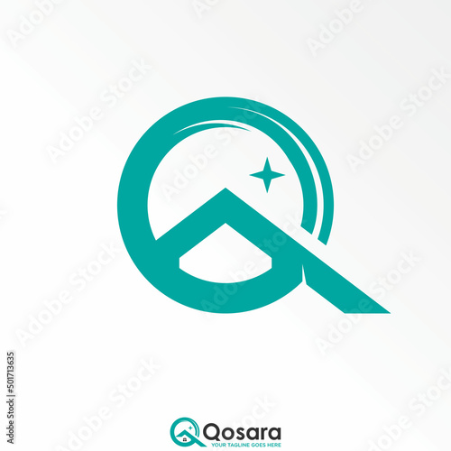 Letter or word O or Q with roof house and clear or clean image graphic icon logo design abstract concept vector stock. Can be used as a symbol related to initial or cleaning service
