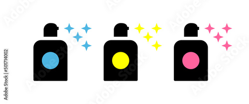 Perfume or air fresher bottles icon set. Perfumery symbols isolated on white background. Vector EPS 10
