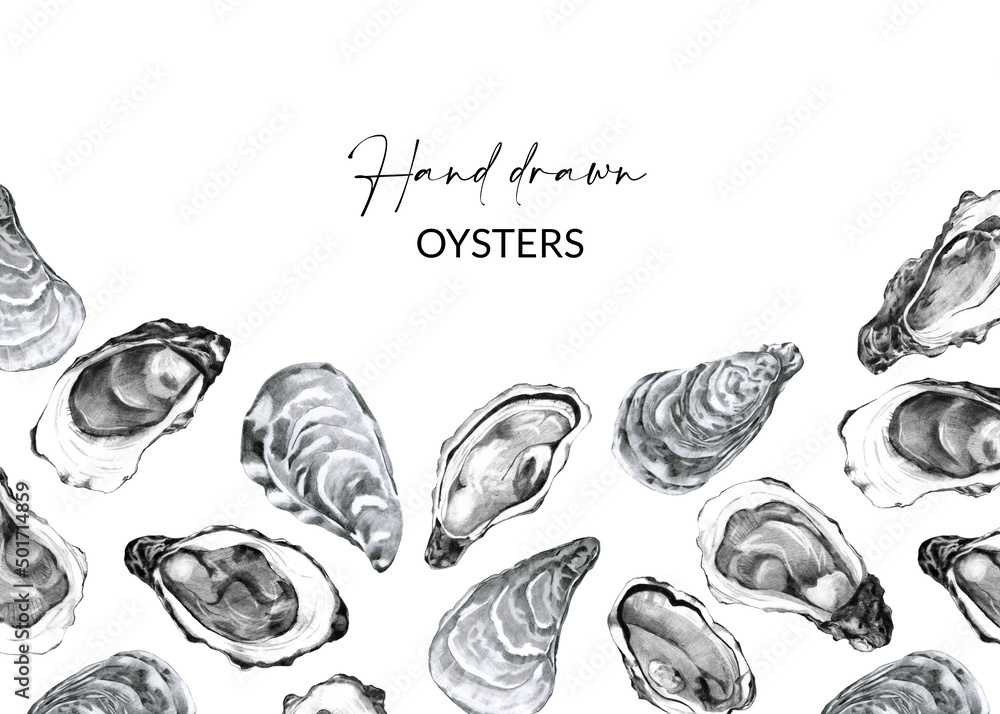 Menu design with hand drawn oysters