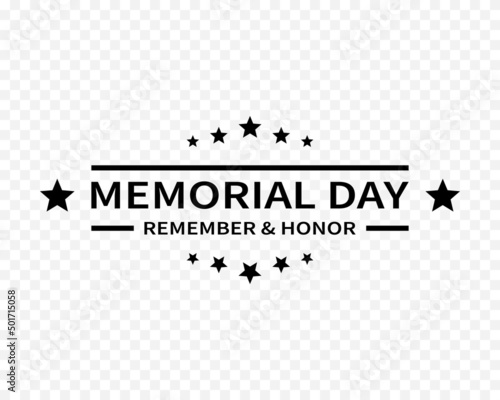 Memorial day vector logo in black. USA Memorial Day template isolated on white background Vector illustration EPS 10