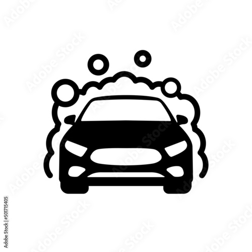 Car wash vector icon. Car with Soap foam and bubbles symbol isolated. Vector illustration EPS 10