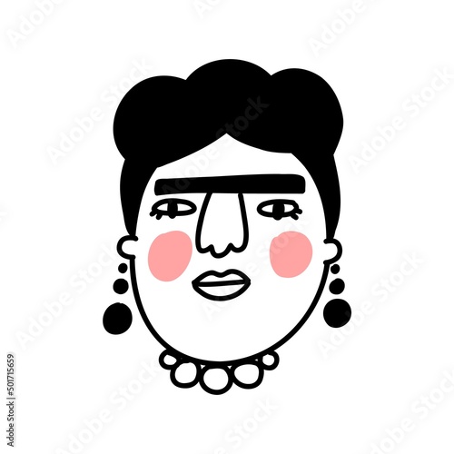 Doodle face. Caricature avatar set. Cartoon cute hipster persons. Vector illustrations photo