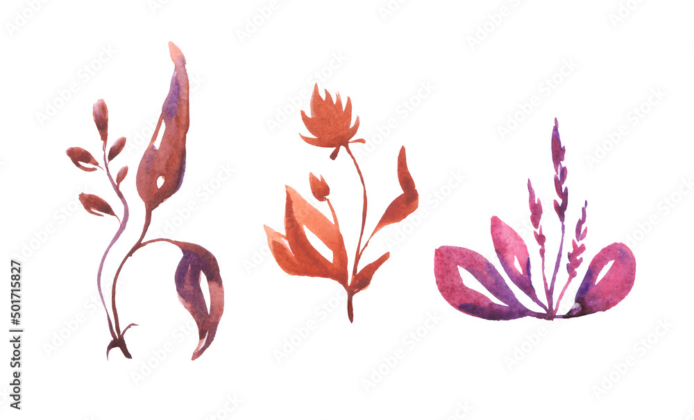 Watercolor hand drawn bunch of flowers on white. Watercolor hand drawn bunch of flowers on white.