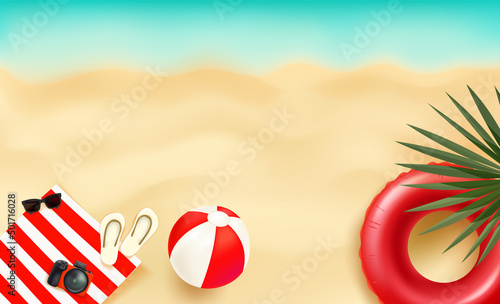 Summer season composition with accessories and copy space