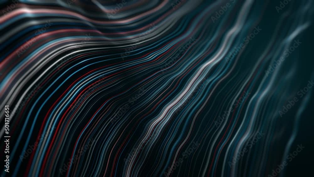 Abstract Flowing Particle Lines Data Concept Background Loop/ 4k animation of an abstract technology background of powerful speed particle lines stroke patterns and strings seamless looping