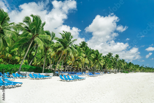 Beautiful exotic tropical Saona Island Beach at Dominican Republic