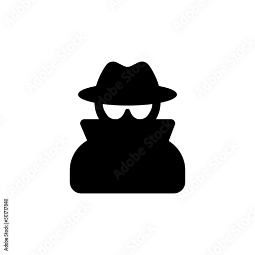 Anonymous spy agent vector icon. Spy or hacker symbol isolated. Vector illustration EPS 10