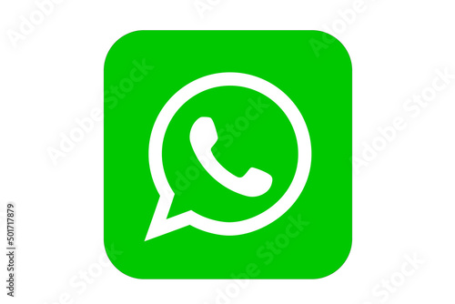 Whats App. Telephone icon in white and green square color. White color background. Illustration. WhatsApp. WhatsApp crash worldwide. April 2024