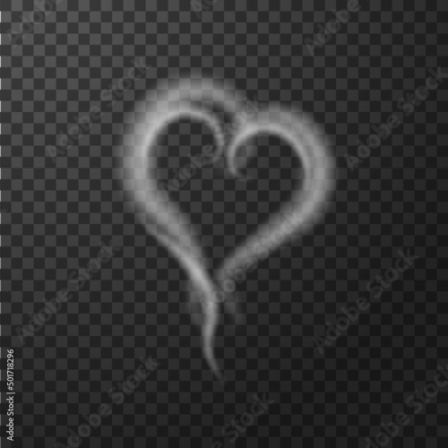 Coffee smoke. Tea steam. Vapor wave flow. Vector realistic love steam